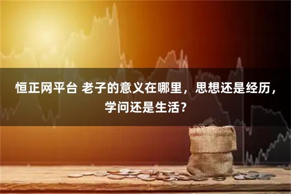 恒正网平台 老子的意义在哪里，思想还是经历，学问还是生活？